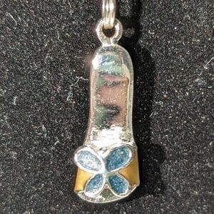 Vintage Sterling Slide Sandal Charm Turquoise Yellow Enamel Charm Necklace
